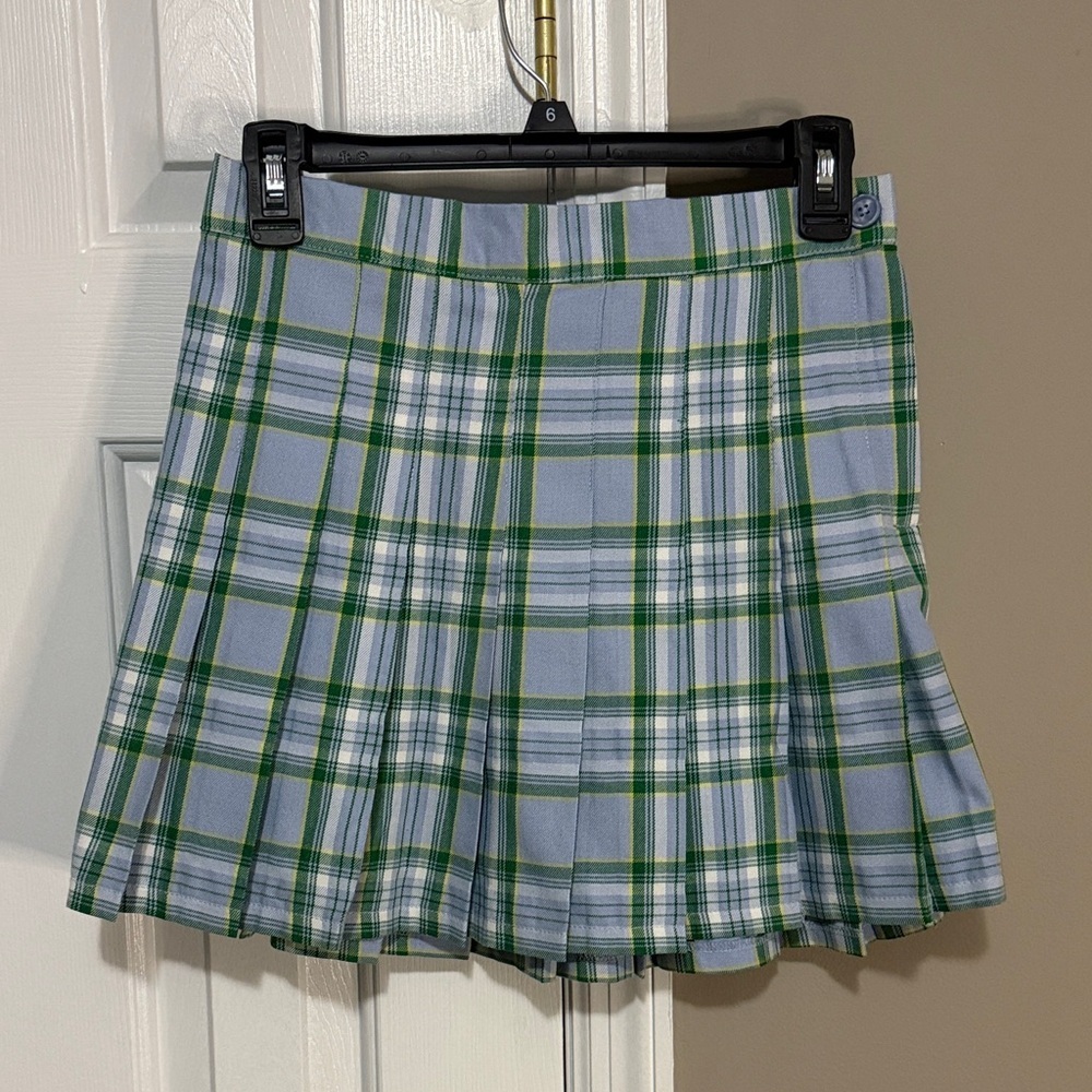 💚 Aerie Class Act Plaid Mini Skirt Blue Green Size S/P NWT